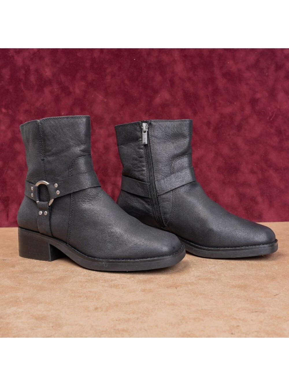 Sole Society Women Black Leather Festival Party Moto Zip Boots 7.5US EUR38